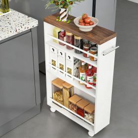 4-Tier Storage Cart, Slim Rolling Narrow Kitchen Cart for Small Place