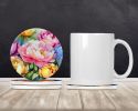 Peonies in Watercolor Large Sandstone Coasters Pack of 4 Absorbent Round Coasters Decor Gifts for Men or Women, 4 in, Multicolor
