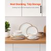 Dinnerware Set, Service for 4 (12 PCS), Round Plates and Bowls Sets, Scratch Resistant Ceramic Dinner Ware