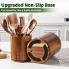 Wooden Utensil Holder, 360°Rotating 7.3'' Large Utensil Holder for Kitchen Counter, Kitchen Utensil Organizer, Utensil Crock