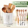 Wooden Utensil Holder, 360°Rotating 7.3'' Large Utensil Holder for Kitchen Counter, Kitchen Utensil Organizer, Utensil Crock