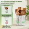 Wooden Utensil Holder, 360°Rotating 7.3'' Large Utensil Holder for Kitchen Counter, Kitchen Utensil Organizer, Utensil Crock