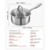 1.5 QT Saucepan, Stainless Steel Saucepan with Glass Lid, Multipurpose Nonstick Stainless Steel Small Cooking Sauce Pot with Ergonomic Handle
