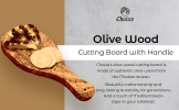 Original Olive Wood Cutting Board with Handle - Handcrafted Mediterranean Wood Charcuterie Board