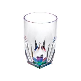 Rainbow Diamond Acrylic Glasses Drinking Set of 4 Hi Ball (17oz), Plastic Drinking Glasses, BPA Free Cocktail Glasses, Drinkware Set