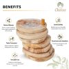 Choixe Hand-Carved Olive Wood Coaster Set with Holder, 7-Piece Heat-Resistant Rustic Drink Coasters for Wooden Table Protection