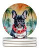 French Bulldog Luau Large Sandstone Coasters Pack of 4 Absorbent Round Coasters Decor Gifts for Men or Women, 4 in, Multicolor