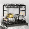 2 Tier Dish Racks for Kitchen Counter, Dish Drying Rack with Dish Drainer, Durable Stainless Steel Dish Rack Drain Set with Utensil Holder