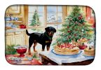 Rottweiler Christmas Cookies Dish Drying Mat Absorbent Dish Drying Mat Pad for Kitchen Counter Dish Drainer Mat for Countertop, 14 x 21", Multicolor