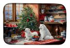 Samoyed Christmas Cookies Dish Drying Mat Absorbent Dish Drying Mat Pad for Kitchen Counter Dish Drainer Mat for Countertop, 14 x 21", Multicolor