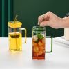 6 Pcs Glass Straw Cup, 6 Colors Square Glass Cup With Straw And Lid, High Borosilicate Glass Cup, Milk Cup, Juice Cup, Cold Drink Cup, Coffee Cup