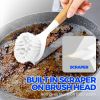 3 Pack Dish Brush Set with Bamboo Handle, Kitchen Cleaner for Cleaning Pasta Plate, Salad Bowl, Scrubber with Soft Bristles, Blanco