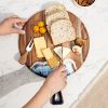 Round Acacia Wood & Resin Charcuterie Board with Handle - Natural Wood Grain Surface, Non-Porous Durable  for Meat, Bread, Cheese