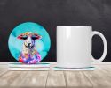 Hippie Animal Sheep Large Sandstone Coasters Pack of 4 Absorbent Round Coasters Decor Gifts for Men or Women, 4 in, Multicolor