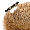 Natural Woven Water Hyacinth Decorative Bowl with Wooden Handles