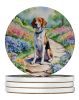 English Foxhound Spring Path Large Sandstone Coasters Pack of 4 Absorbent Round Coasters Decor Gifts for Men or Women, 4 in, Multicolor