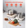 4 QT Saucepan, Stainless Steel Saucepan with Glass Lid, Multipurpose Nonstick Stainless Steel Small Cooking Sauce Pot with Ergonomic Handle