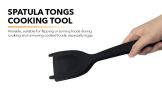 2-in-1 Silicone Spatula Tongs Cooking Tool - Non-Stick Heat Resistant Flipping Tongs for Eggs, Pancakes, Omelets, Steak
