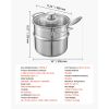2.5 QT Saucepan with Steamer, Stainless Steel Saucepan with Glass Lid, Multipurpose Nonstick Stainless Steel Sauce Pot with Ergonomic Handle
