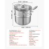 1.5 QT Saucepan with Steamer, Stainless Steel Saucepan with Glass Lid, Multipurpose Nonstick Stainless Steel Sauce Pot with Ergonomic Handle