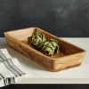 (2 pack) Acacia Wood Oval Serving Bowl, Natural Finish Brown