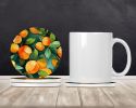 Florida Orange Blossom in Watercolor Large Sandstone Coasters Pack of 4 Absorbent Round Coasters Decor Gifts for Men or Women, 4 in, Multicolor