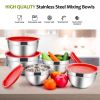 Mixing Bowls with Lids Set of 5, Stainless Steel Mixing Bowls Metal Nesting Salad Bowls, Size 4.5, 3, 1.5, 1, 0.7 QT Great for Cooking, Baking