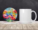 Anemones in Watercolor Large Sandstone Coasters Pack of 4 Absorbent Round Coasters Decor Gifts for Men or Women, 4 in, Multicolor
