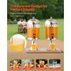 Beverage Dispenser, 2.1 Gallon x 2 Drink Dispenser for Parties, Stainless Steel + Plastic Juice Dispensers with Spigot Ice Chamber Tray