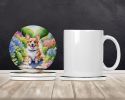 Corgi Spring Path Large Sandstone Coasters Pack of 4 Absorbent Round Coasters Decor Gifts for Men or Women, 4 in, Multicolor