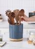 3 Compartment Utensil Holder, Extra Large Utensil Crock, Stable Ceramic Utensil Organizer