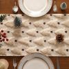 13x108 Inch Soft Plush Faux Fur Jacquard Beige Christmas Tree Table Runner