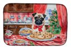 Pug Christmas Cookies Dish Drying Mat Absorbent Dish Drying Mat Pad for Kitchen Counter Dish Drainer Mat for Countertop, 14 x 21", Multicolor