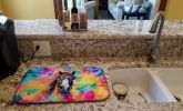 Hippie Animal Horse Dish Drying Mat Absorbent Dish Drying Mat Pad for Kitchen Counter Dish Drainer Mat for Countertop, 14 x 21", Multicolor