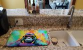 Hippie Animal Gorilla Dish Drying Mat Absorbent Dish Drying Mat Pad for Kitchen Counter Dish Drainer Mat for Countertop, 14 x 21", Multicolor