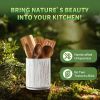 Wooden Utensil Holder, 360°Rotating 7.3'' Large Utensil Holder for Kitchen Counter, Kitchen Utensil Organizer, Utensil Crock