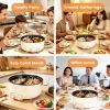 6 Liter Dual-Flavor Electric Shabu Shabu Hot Pot for 3-6 Guests, Non-Stick Coating Stainless Steel Hot Pot with Transparent Steam Vent Lid