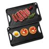 Reversible Grill/Griddle, 14x8.5 inch Pre-Seasoned Cast Iron Griddle, Portable Rectangular Pan with Handle