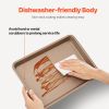 Baking Pans Set, 3-Piece, Nonstick Carbon Steel Cookware Sheets & Trays, Stackable Kitchen Oven Bakeware Cooking Sets with Silicone Handles