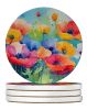 Anemones in Watercolor Large Sandstone Coasters Pack of 4 Absorbent Round Coasters Decor Gifts for Men or Women, 4 in, Multicolor