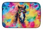 Hippie Animal Horse Dish Drying Mat Absorbent Dish Drying Mat Pad for Kitchen Counter Dish Drainer Mat for Countertop, 14 x 21", Multicolor