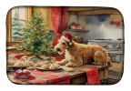 Lakeland Terrier Christmas Cookies Dish Drying Mat Absorbent Dish Drying Mat Pad for Kitchen Counter Dish Drainer Mat for Countertop, 14 x 21"