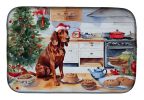 Redbone Coonhound Christmas Cookies Dish Drying Mat Absorbent Dish Drying Mat Pad for Kitchen Counter Dish Drainer Mat for Countertop, 14 x 21"