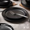 12-Piece Stoneware Dinner Plates Bowls Sets | Microwave & Dishwasher Safe | Non-Toxic Dinner Plates Bowls Set | Stackable Matte Glaze Kitchenware for