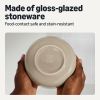Basics Glazed Stoneware Bowls, 4-Piece Set, Microwave and Dishwasher-Safe, 5.5 in., Linen Gray