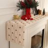 13x108 Inch Soft Plush Faux Fur Jacquard Beige Christmas Tree Table Runner