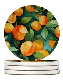 Florida Orange Blossom in Watercolor Large Sandstone Coasters Pack of 4 Absorbent Round Coasters Decor Gifts for Men or Women, 4 in, Multicolor