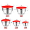 Mixing Bowls with Lids Set of 5, Stainless Steel Mixing Bowls Metal Nesting Salad Bowls, Size 4.5, 3, 1.5, 1, 0.7 QT Great for Cooking, Baking