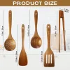 Natural Bamboo Cooking Utensil Set, Non-Stick Friendly Spatula Spoon, Eco-Friendly Dishwasher Safe Kitchen Tools