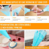 This 32-piece piping bag and nozzle set includes 24 royal icing nozzles, 2 reusable 12-inch piping bags, reusable icing bags and nozzles